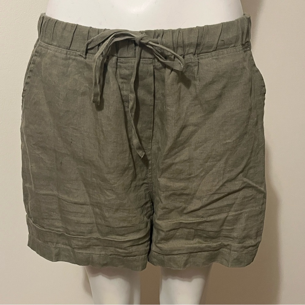 Parachute Olive Green Women's Linen Shorts, Made In Portugal Size L